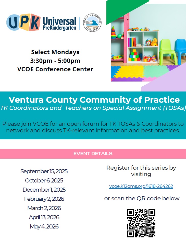 VCOE TK TOSA Community of Practice - 2025-26 dates